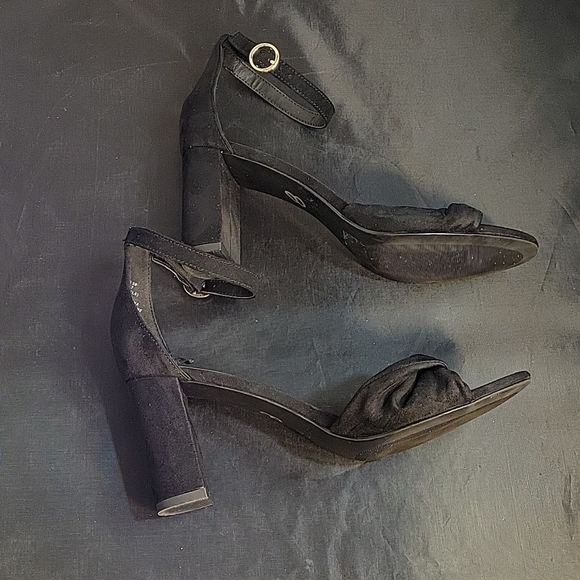 H&M SUEDE BLOCK HEEL ADJUSTABLE BUCKLE ANKLE STRAP WOMEN"S OPEN TOE SANDAL - Picture 9 of 13